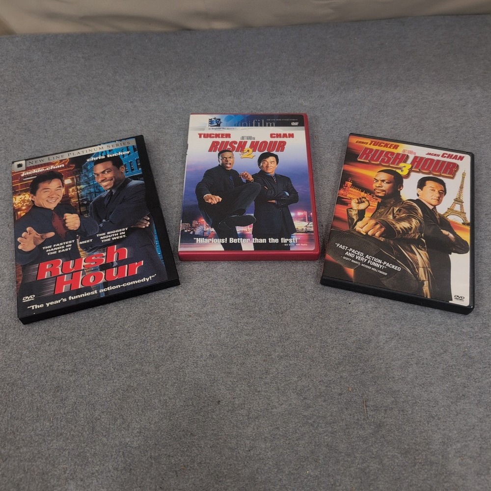 Rush Hour Trilogy DVD Set Jackie Chan Chris Tucker Movies 1 2 3 Action Comedy - Picture 1 of 2